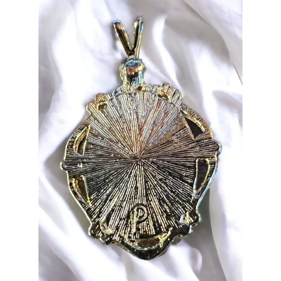 Vintage Gold Tone Faux Tiger Eye P Carson Pirie Scott Pendant - Picture 6 of 16